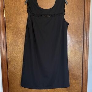 mark. Black Crochet-Trim Sleeveless Mini Dress